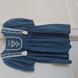 Mini Boden embroidered chambray dress